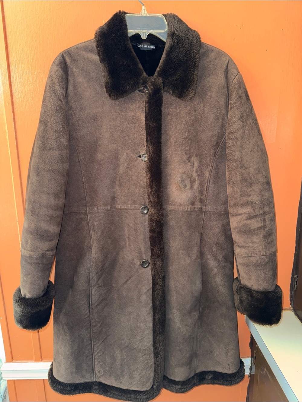 Vintage Marvin Richards Women's Brown Suede Faux Fur Penny Lane Coat Size L